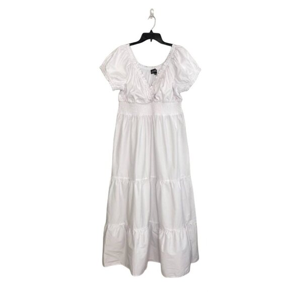 DANIELLE BERNSTEIN Dresses & Skirts - Danielle Bernstein White Midi‎ Smocked Waist Peasant Dress Sz 2x NEW